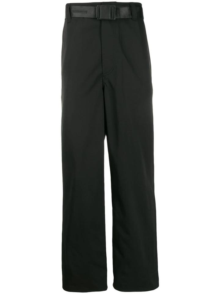 Wwwm Wide-leg Belted Trousers - Black