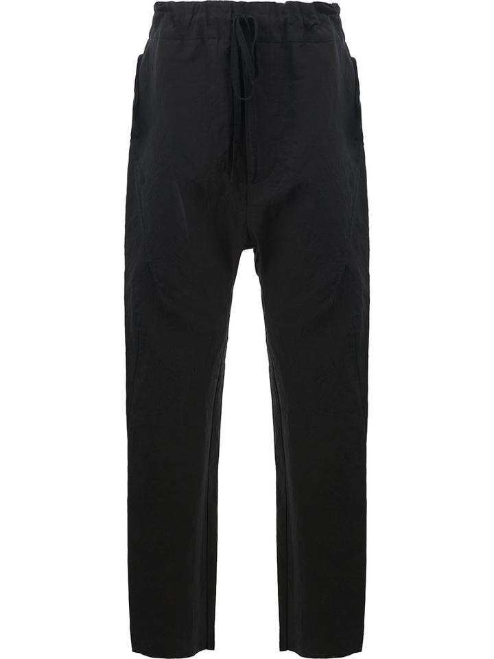 Cedric Jacquemyn - Drawstring Track Pants - Men - Cotton/linen/flax/polyester/viscose - 52, Black, Cotton/linen/flax/polyester/viscose