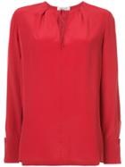 Dvf Diane Von Furstenberg Tie Front Keyhole Blouse - Red