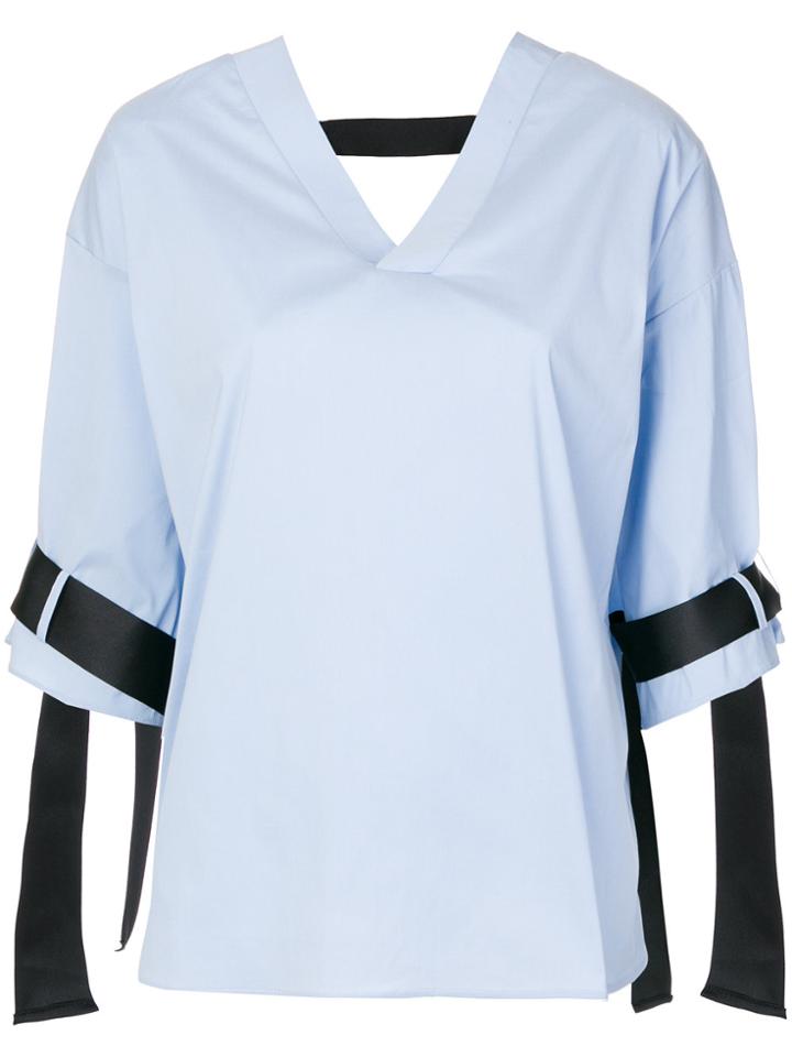 Federica Tosi Belted Cuff Blouse - Blue
