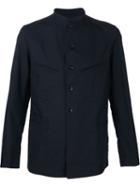 Lemaire Mandarin Collar Lightweight Jacket, Men's, Size: 50, Blue, Cotton/linen/flax