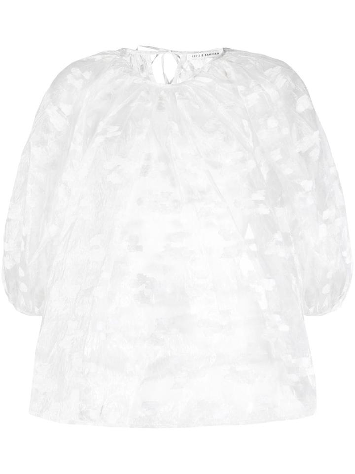 Cecilie Bahnsen Sheer Puffed Sleeve Blouse - White