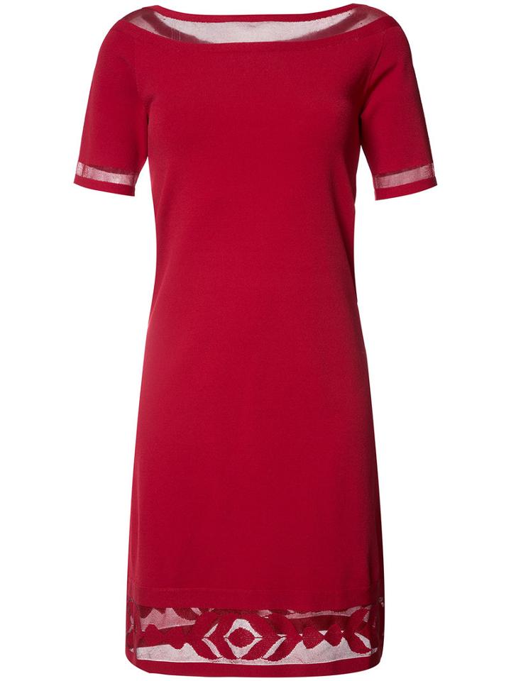 D.exterior Sheer Trim Midi Dress, Women's, Size: Large, Red, Viscose/polyester