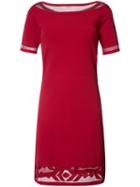 D.exterior Sheer Trim Midi Dress, Women's, Size: Large, Red, Viscose/polyester