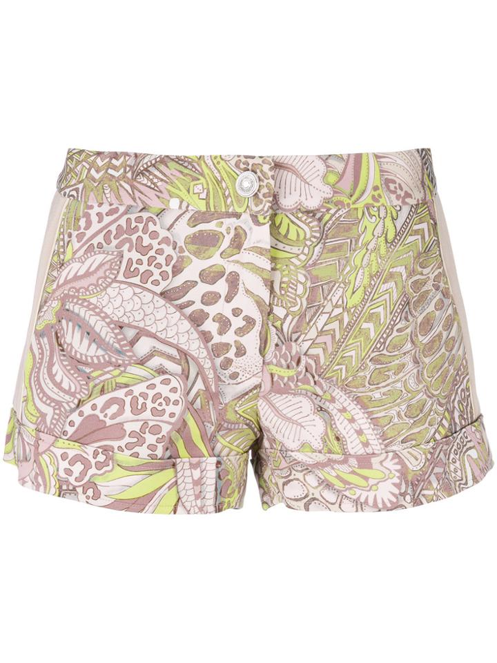Just Cavalli Floral Print Shorts - Pink & Purple
