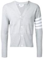 Thom Browne - Striped Detail Cardigan - Men - Cotton - 2, Grey, Cotton