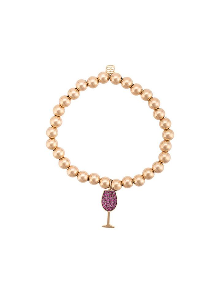 Sydney Evan 14kt Yellow Gold Ruby Wine Glass Beaded Bracelet