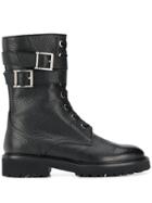 Doucal's Buckled Combat Boot - Black