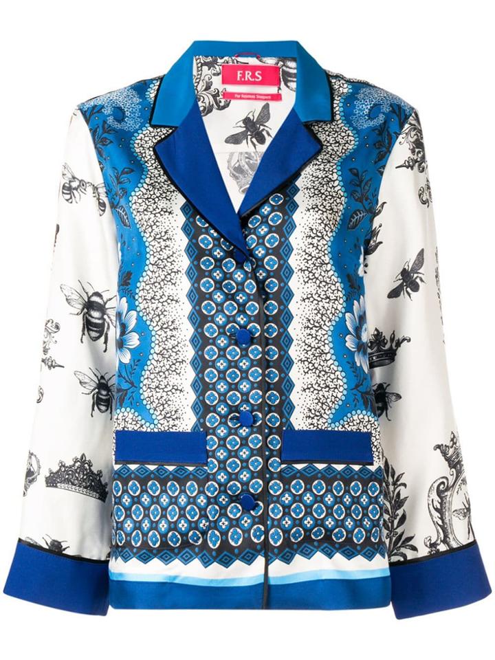 F.r.s For Restless Sleepers Printed Satin Shirt - Blue