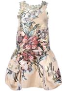 Fendi Floral Print Dress, Women's, Size: 40, Nude/neutrals, Cotton/polyester/metallic Fibre/silk