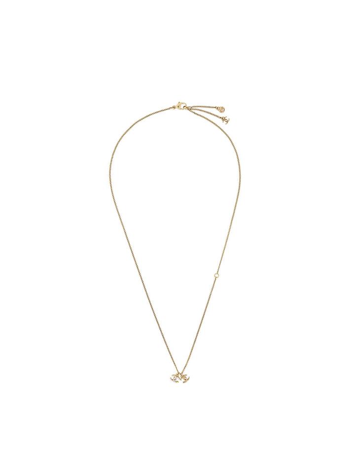 Chanel Vintage Double Interlocking Logo Necklace - Metallic