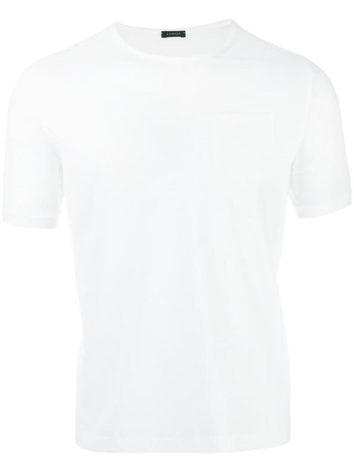 Zanone Chest Pocket T-shirt, Men's, Size: 48, White, Cotton