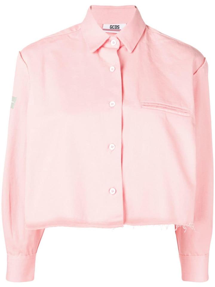 Gcds Cropped Distressed Shirt - Pink
