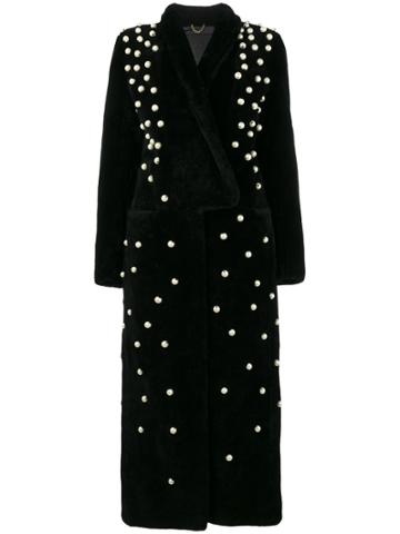 Navro Pearl Applique Coat - Black