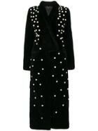 Navro Pearl Applique Coat - Black