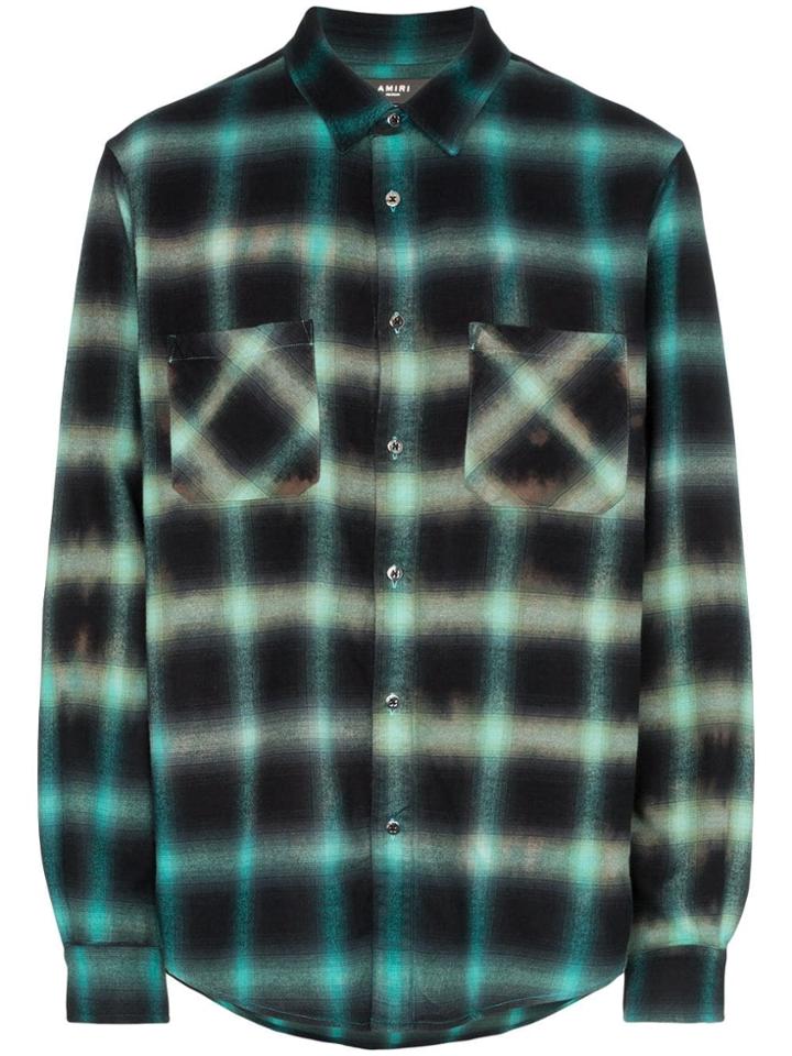 Amiri Check Pattern Shirt - Acqua/glacier