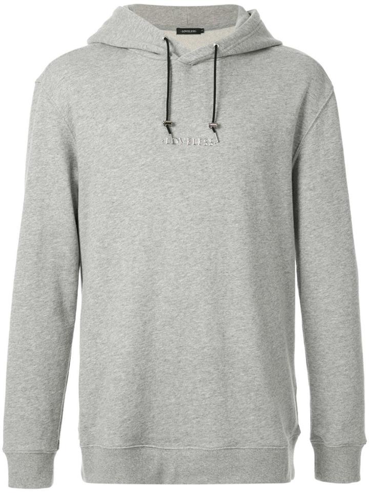 Loveless Logo Plaque Hoodie - Grey