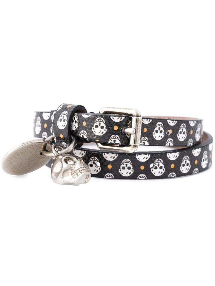 Alexander Mcqueen Double Wrap Skull Bracelet, Black