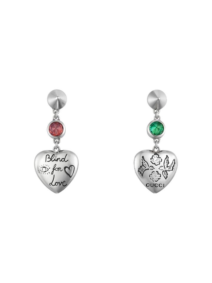 Gucci Blind For Love Earrings In Silver - Metallic