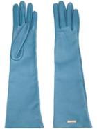 Dsquared2 Full Length Gloves, Women's, Size: 7.5, Blue, Silk/lamb Skin