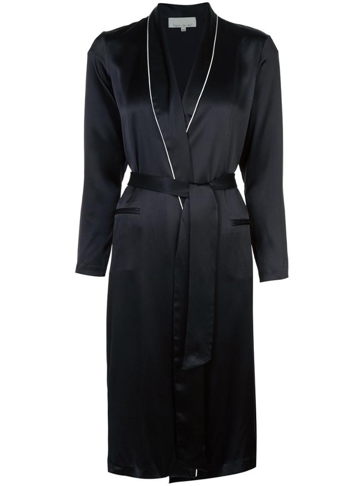 Fleur Du Mal Long Smoking Robe - Black