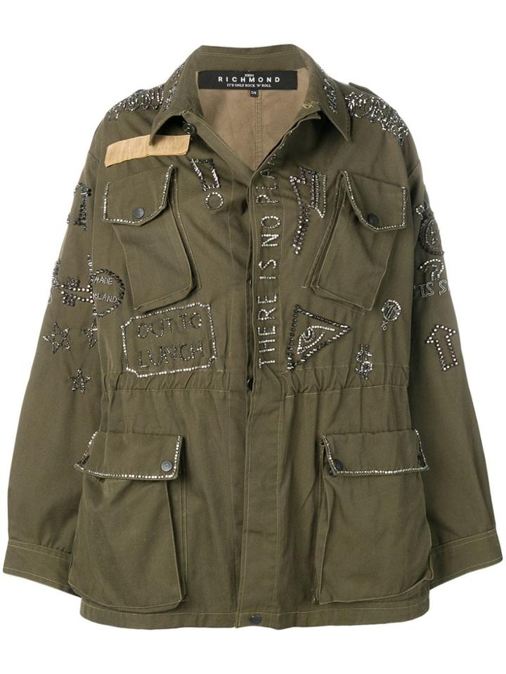 John Richmond Embellished Parka Coat - Green