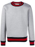 Gucci Web Trim Sweatshirt, Size: Large, Grey, Cotton