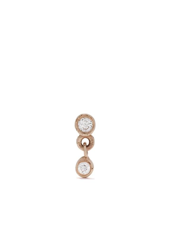 Kismet By Milka 14kt Rose Gold Two Solitaire Diamond Piercing Earring