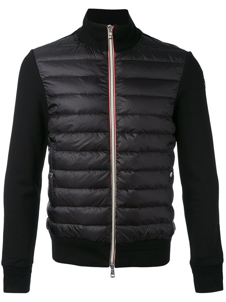 Moncler - Padded Front Zip Sweatshirt - Men - Cotton/feather Down/polyamide - S, Black, Cotton/feather Down/polyamide