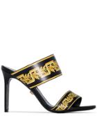 Versace Baroque 95mm Printed Mules - Black