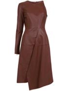 Nk Leather One Shoulder Dress - Brown
