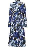 Prada Poplin Rose Print Dress - Blue