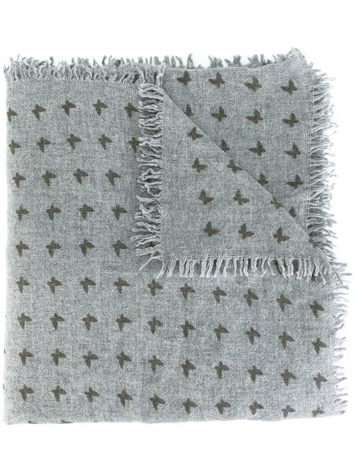 Fefè Butterfly Print Scarf, Adult Unisex, Grey, Polyamide/viscose/cashmere/wool