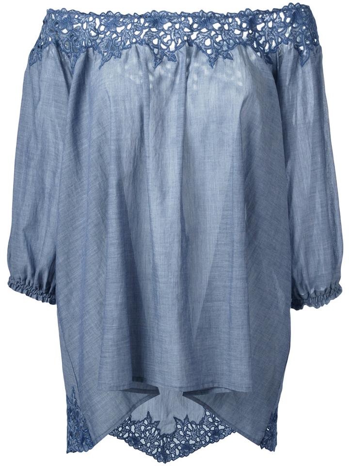 Steffen Schraut Elasticated Cuffs Blouse, Women's, Size: 36, Blue, Cotton