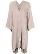 Caravana V-neck Fringe Trim Kaftan - Pink & Purple