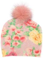 Blumarine Knit Rose Print Beanie - Pink