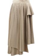 Rokh Asymmetric Pleated Skirt - Neutrals