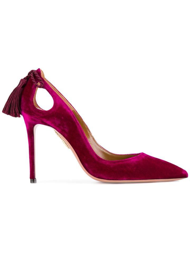 Aquazzura Forever Marilyn Velvet Pumps - Pink & Purple