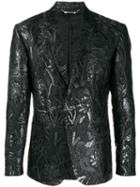 Philipp Plein Elegant Floral Jacquard Blazer - Black
