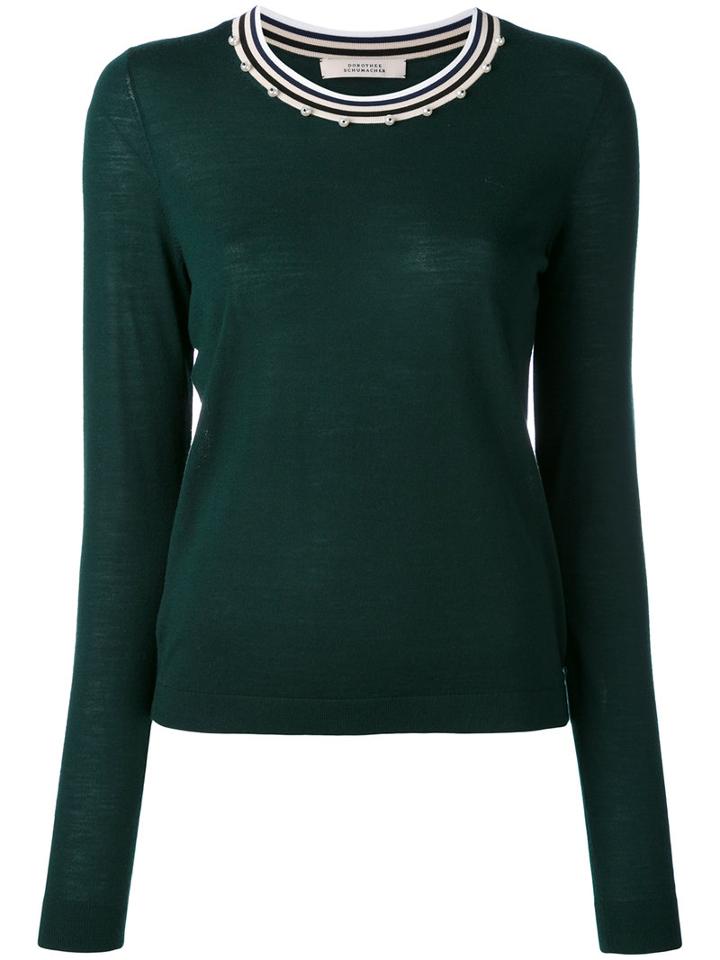 Embellished Neck Jumper - Women - Polypropylene/virgin Wool - 3, Green, Polypropylene/virgin Wool, Dorothee Schumacher