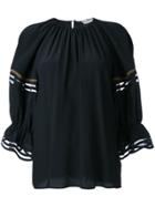 Fendi Waves Ruffled Cuff Blouse - Black