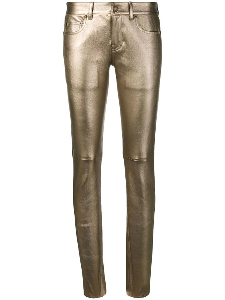 Saint Laurent Metallic Skinny Jeans - Gold