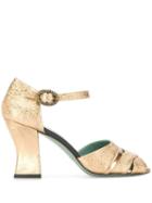 Paola D'arcano Metallic High-heeled Sandals - Gold