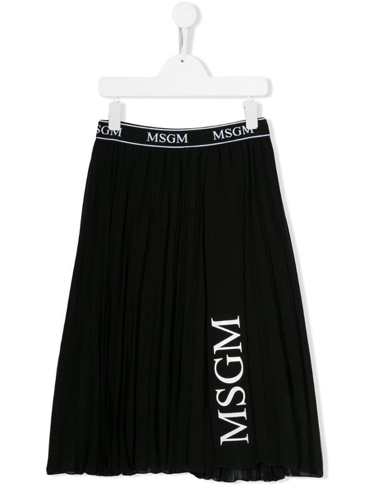 Msgm Logo Print Midi Skirt - Black