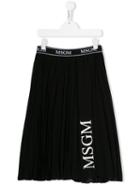 Msgm Logo Print Midi Skirt - Black