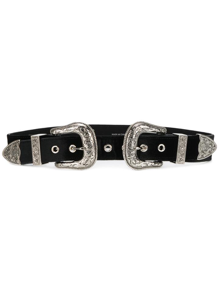 B-low The Belt Double Buckle Western Belt - Black