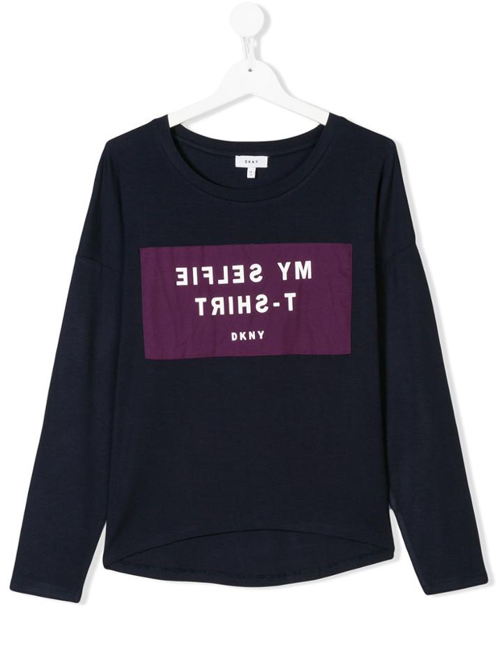 Dkny Kids Teen Backwards Print Top - Blue
