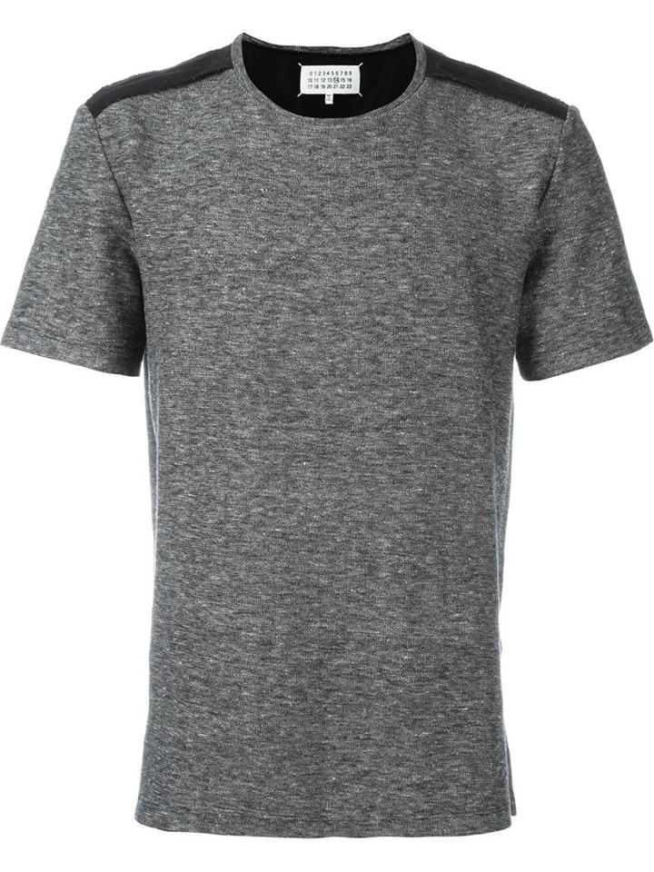 Maison Margiela Contrast Yoke Knit T-shirt, Men's, Size: 46, Black, Cotton/linen/flax/polyamide/silk