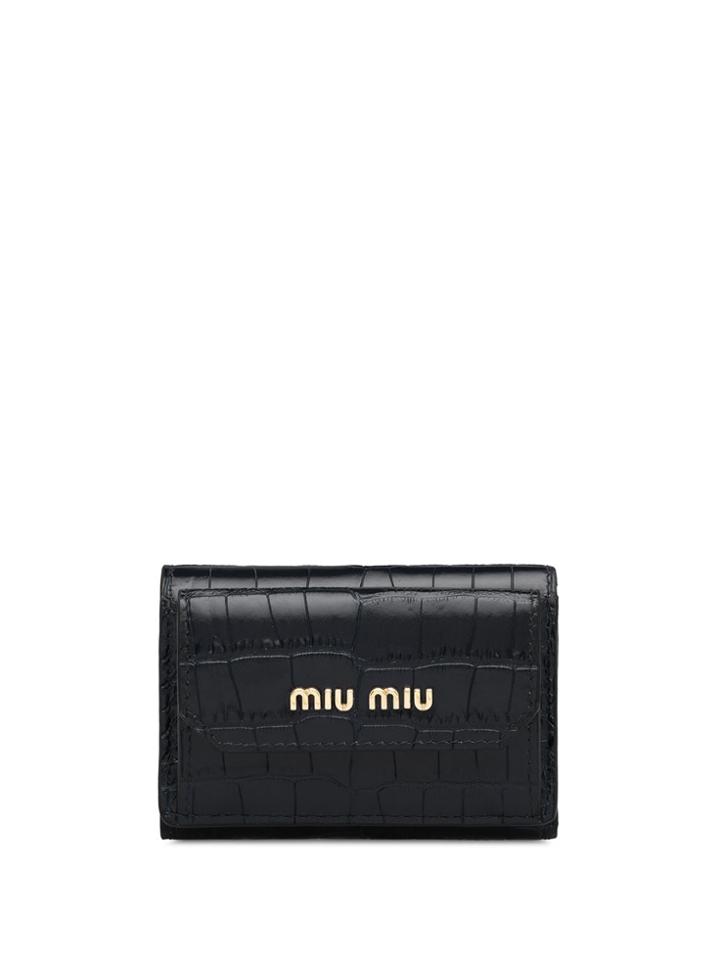 Miu Miu Crocodile Effect Tri-fold Wallet - Black
