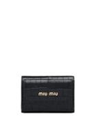 Miu Miu Crocodile Effect Tri-fold Wallet - Black